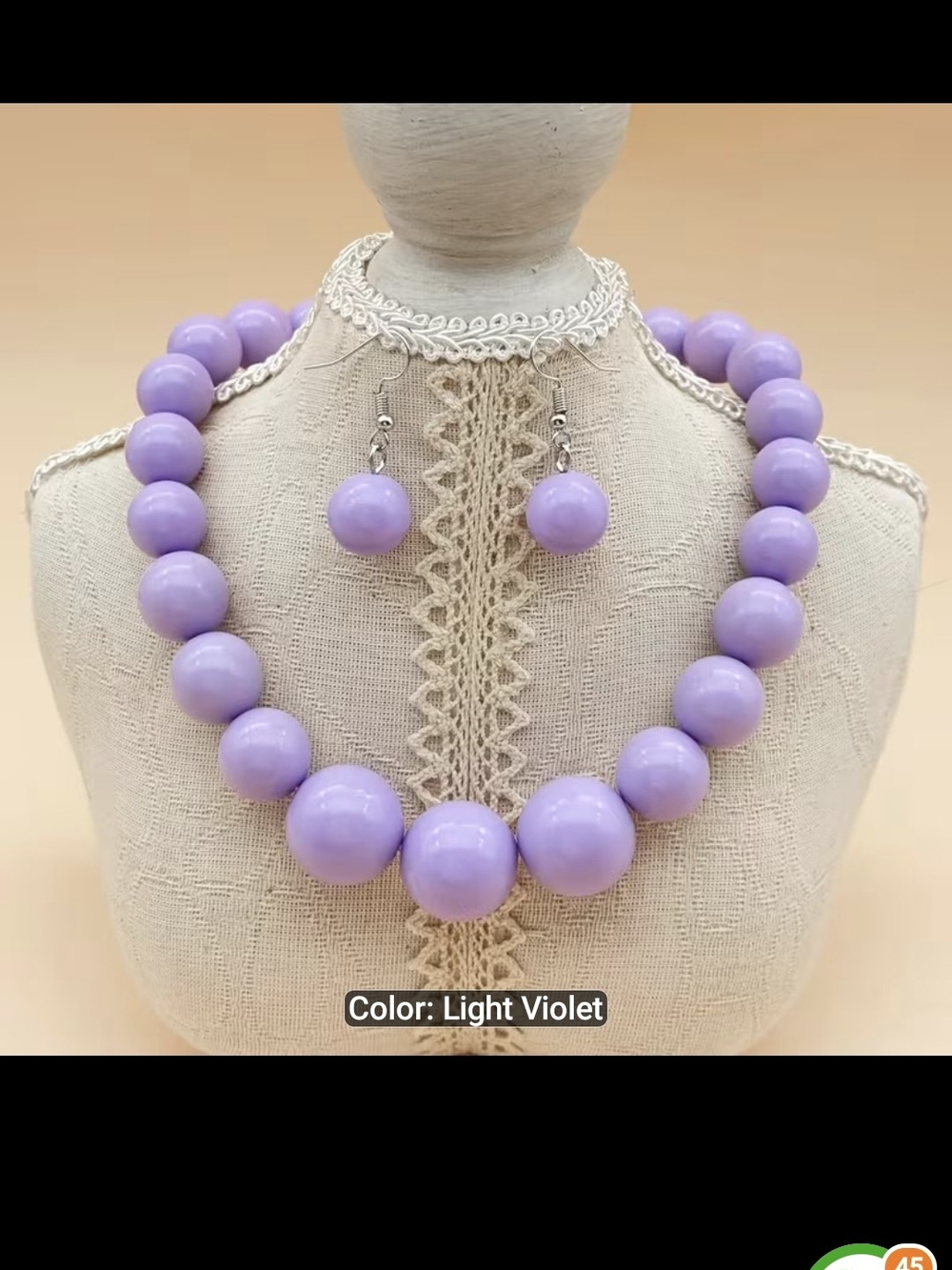 Light Violet Beaded Necklace and Earring Set — Women's Fashion Jewelry